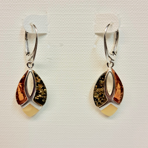 HWG-2329 Earrings, Multi-Color Amber Dangles, Lever Backs $65 at Hunter Wolff Gallery